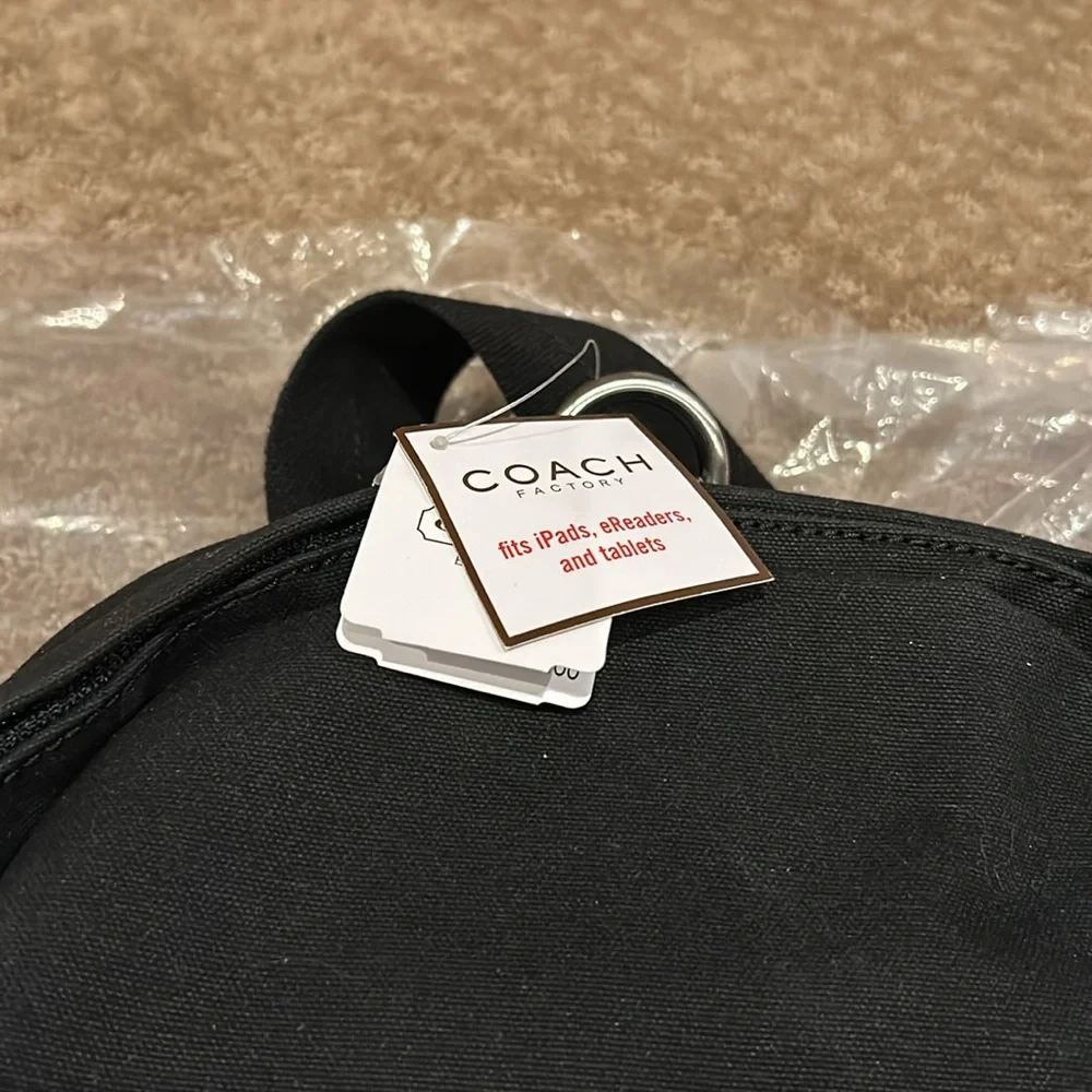 NWT Coach “CCV Utility Pack” Back Pack Black Genuine Leather & Canvas 19X12 - Picture 4 of 15